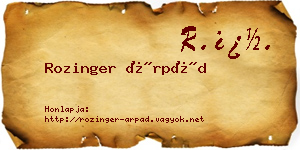Rozinger Árpád névjegykártya